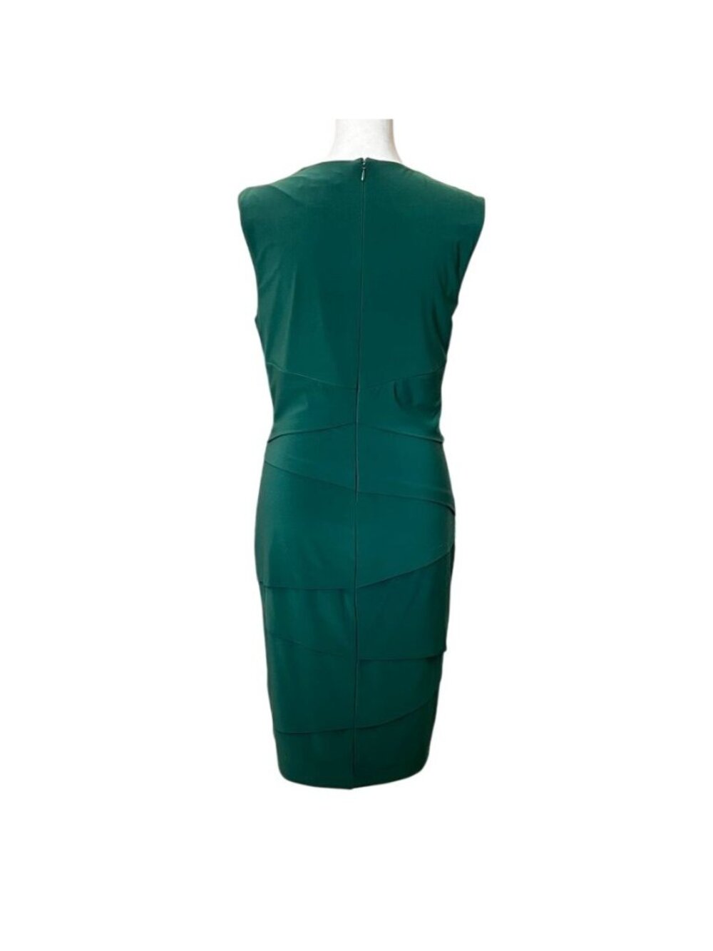 White House Black Market Emerald Dress 8 Slimming Tiered Midi Classic Hourglass - Picture 3 of 10